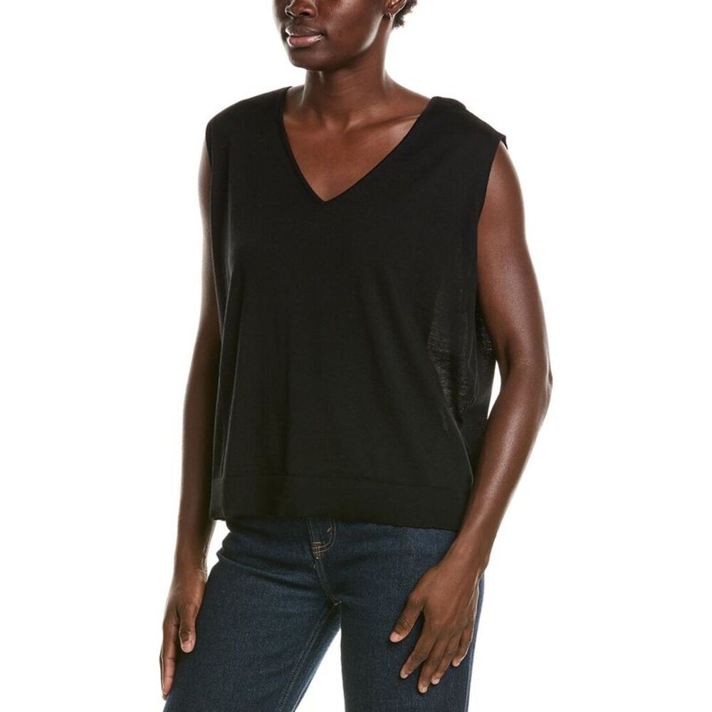 Eileen Fisher Womens Wool V-Neck Vest, Black